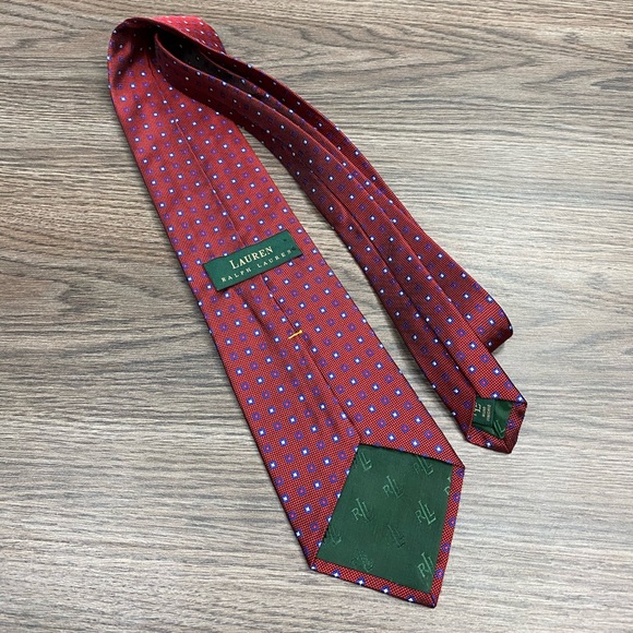 Lauren Ralph Lauren Red w/ Blue & White Check Tie - Picture 2 of 4